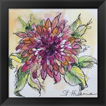 Framed Watercolor Dahlia Print