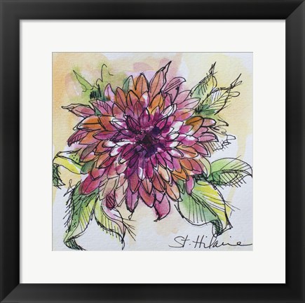 Framed Watercolor Dahlia Print