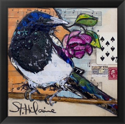 Framed Magpie Music Print