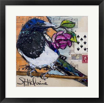 Framed Magpie Music Print