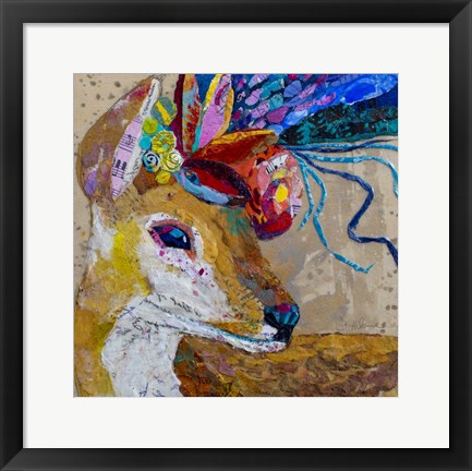 Framed Floral Deer Print