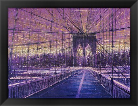 Framed Brooklyn Bridge At Last Light Print