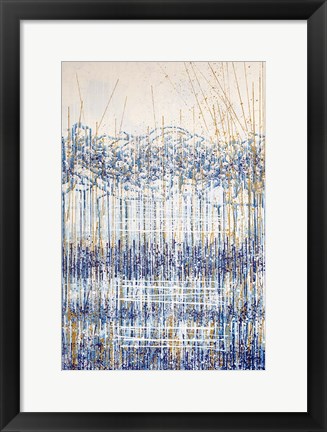 Framed Winter In Blue, Gold and White Print