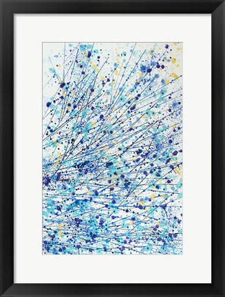 Framed Abstract Floral - Blue, Teal and White Print