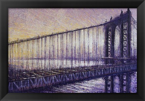 Framed Brooklyn Bridge At Dusk Print