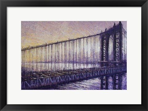 Framed Brooklyn Bridge At Dusk Print