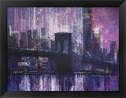 Framed Brooklyn Bridge - Late Evening Print