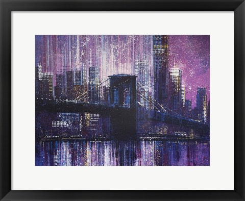 Framed Brooklyn Bridge - Late Evening Print