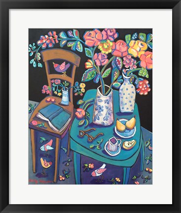 Framed Pears and Scattered Petals Print