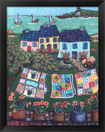 Framed Cottages and Quilts Print