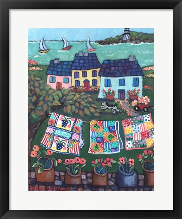 Framed Cottages and Quilts Print