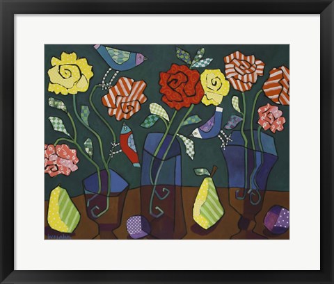 Framed More Patterned Roses Print