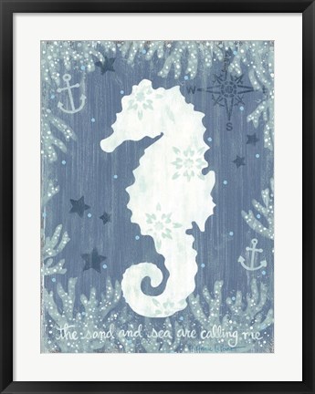 Framed White Seahorse Print