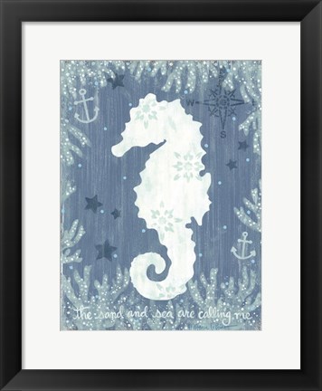 Framed White Seahorse Print