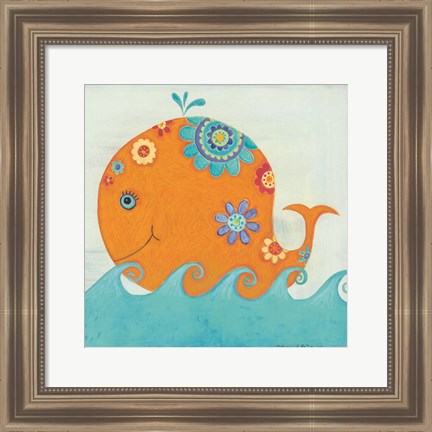 Framed Happy Floral Whale Print