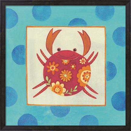 Framed Happy Floral Crab Print