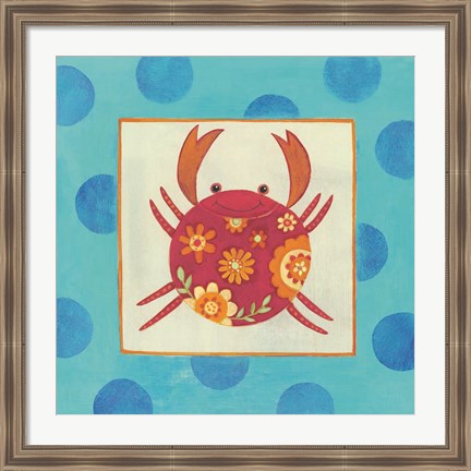 Framed Happy Floral Crab Print