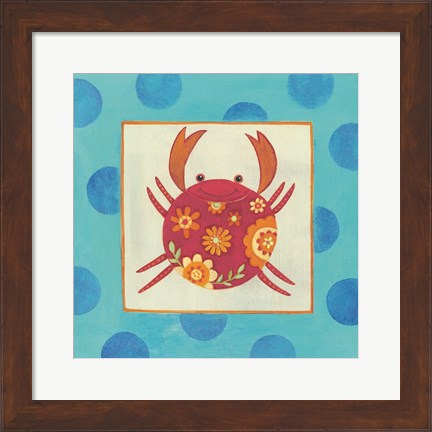 Framed Happy Floral Crab Print