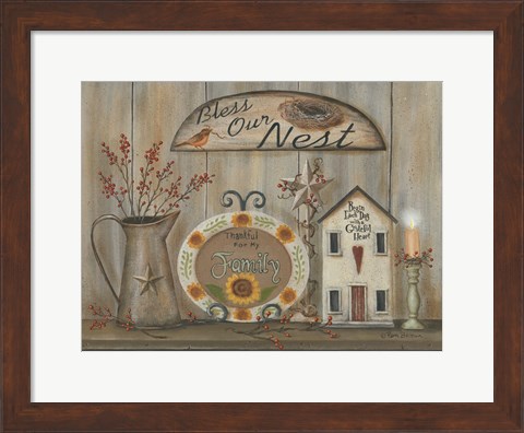 Framed Bless Our Nest Country Shelf Print