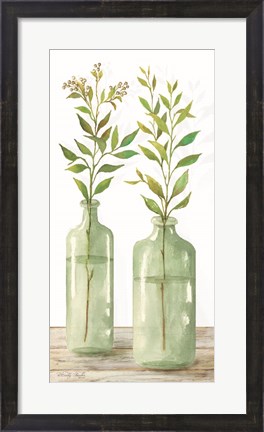 Framed Simple Leaves in Jar III Print