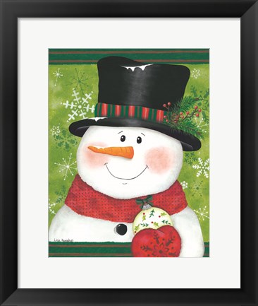 Framed Snowman with Bulb Print