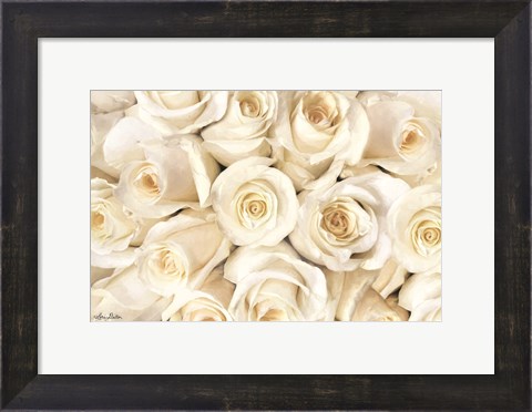 Framed Top View - White Roses Print