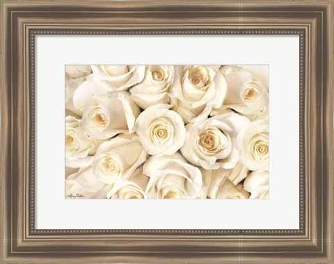 Framed Top View - White Roses Print