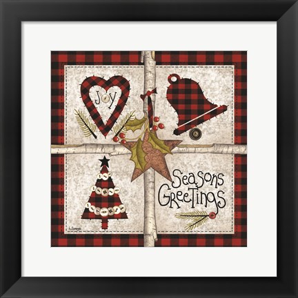 Framed Four Square Seasons Greetings Print