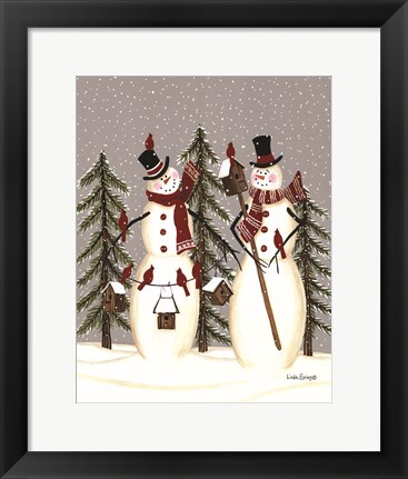 Framed Snowy Day Snowmen Print