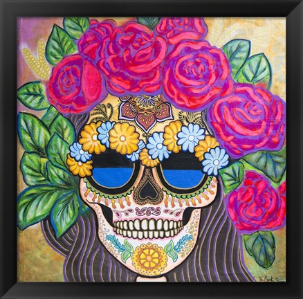 Framed Skull with Roses Print