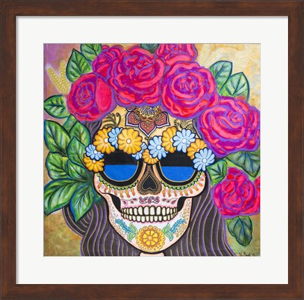 Framed Skull with Roses Print