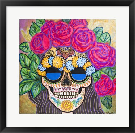 Framed Skull with Roses Print