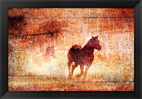 Framed Horses Running Free Print