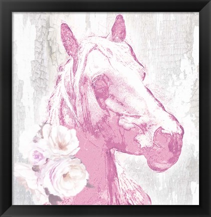 Framed Pink Horse Print