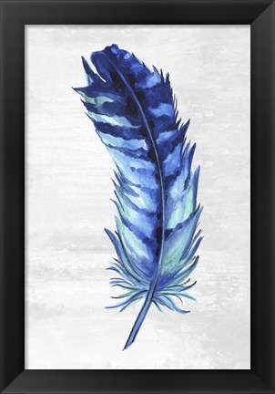 Framed Indigo Feather I Print