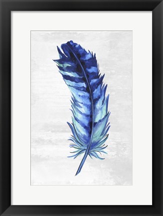 Framed Indigo Feather I Print