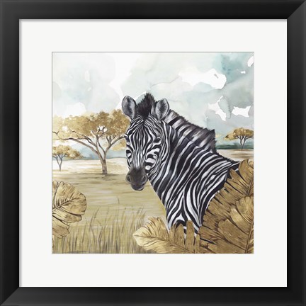 Framed Golden Zebras Print