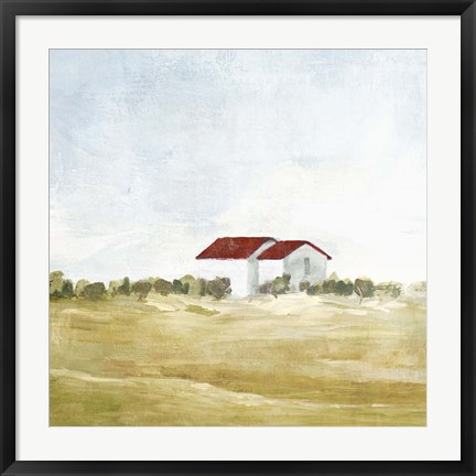 Framed Red Farm House I Print