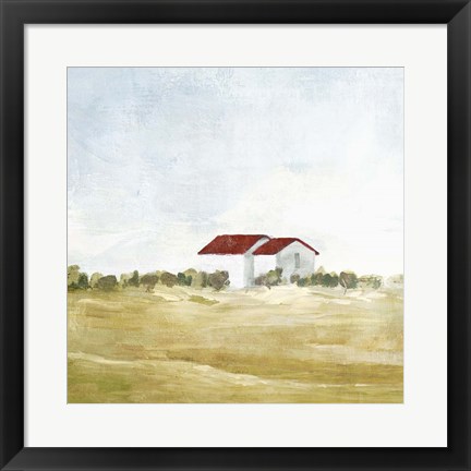 Framed Red Farm House I Print