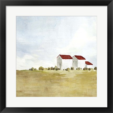 Framed Red Farm House II Print