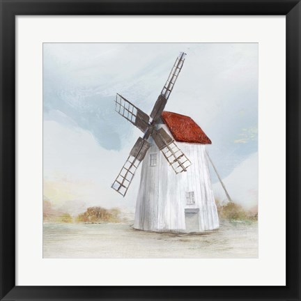 Framed Red Windmill II Print