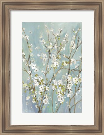 Framed Teal Almond Blossoms Print