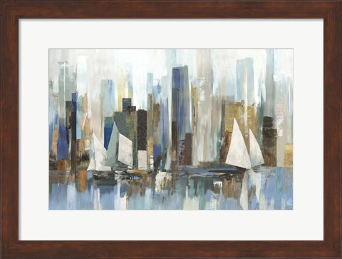 Framed Boats by the Shoreline Print