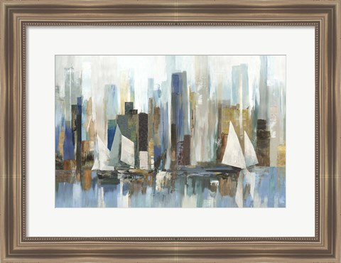 Framed Boats by the Shoreline Print