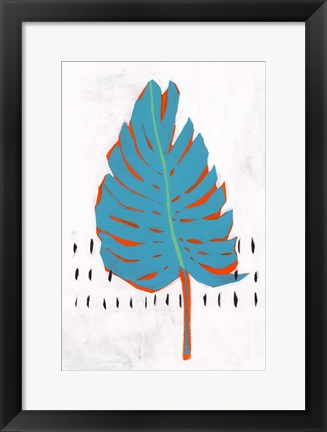 Framed Blue Tropical Leaf I Print