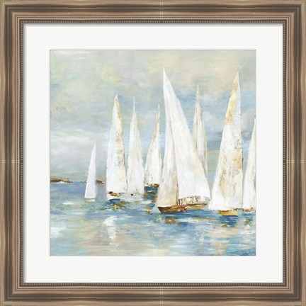 Framed White Sailboats Print