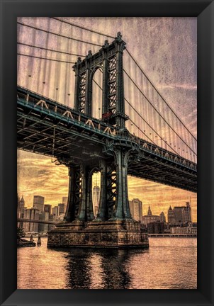 Framed Manhattan Bridge &amp; Skyline B Print