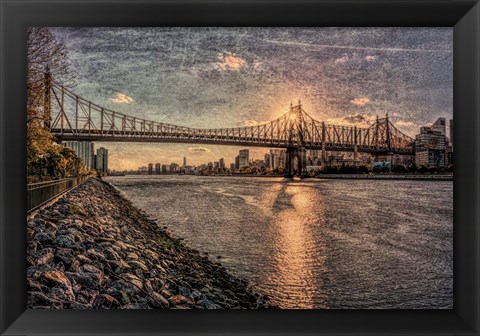 Framed Sunset Behind Queensboro B Print