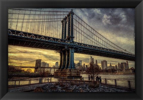 Framed Manhattan Bridge at Sunset Print