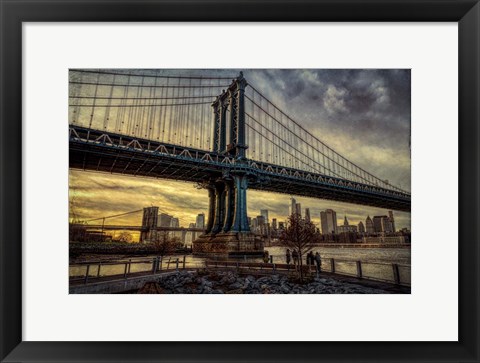 Framed Manhattan Bridge at Sunset Print